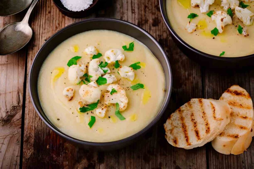 Cremige Blumenkohlsuppe mit Rosmarin-Olivenöl