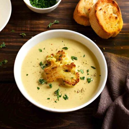 Cremige Blumenkohlsuppe mit Rosmarin-Olivenöl