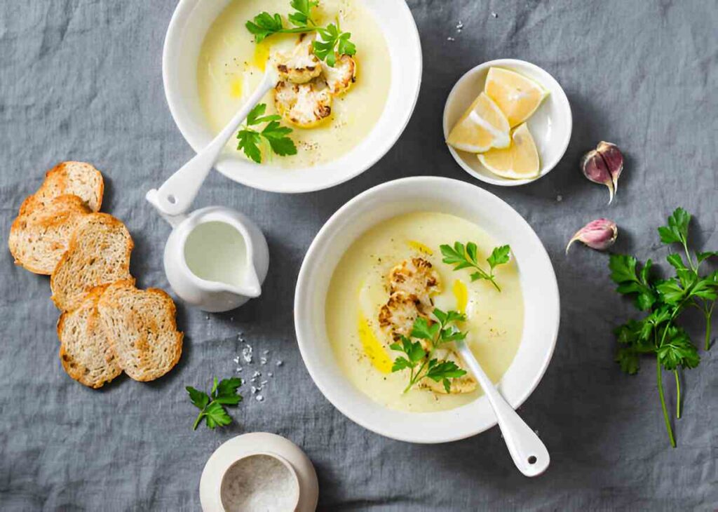 Cremige Blumenkohlsuppe mit Rosmarin-Olivenöl