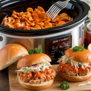 Langsam gekochte Buffalo-Hähnchen-Sandwiches