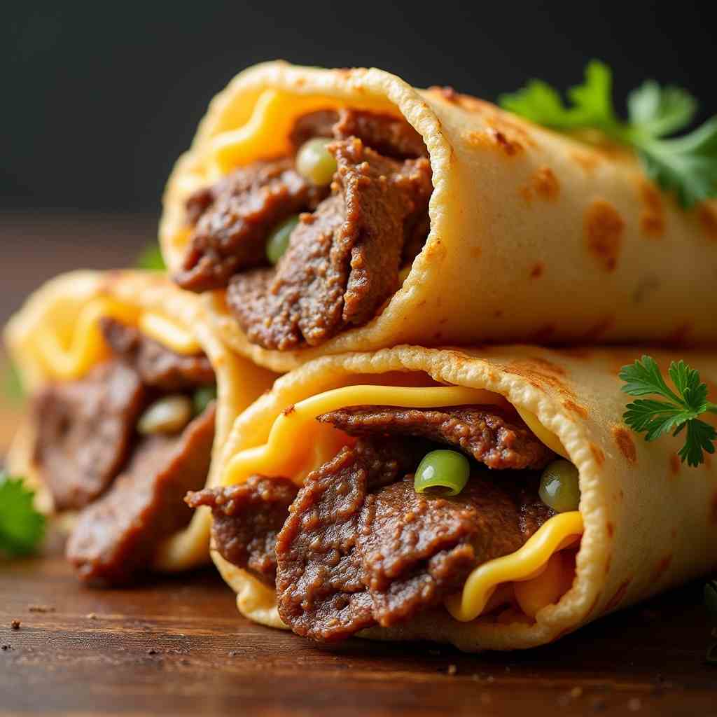 Knusprige Wraps mit Rindfleisch und Käse