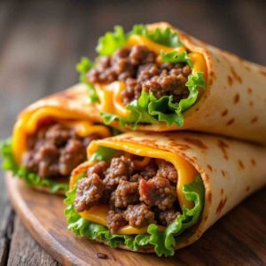 Knusprige Wraps mit Rindfleisch und Käse