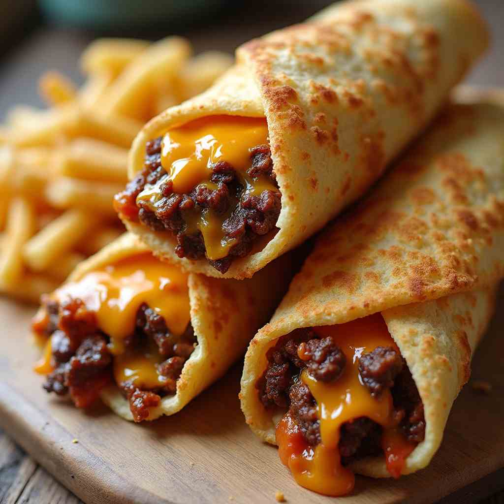 Knusprige Wraps mit Rindfleisch und Käse