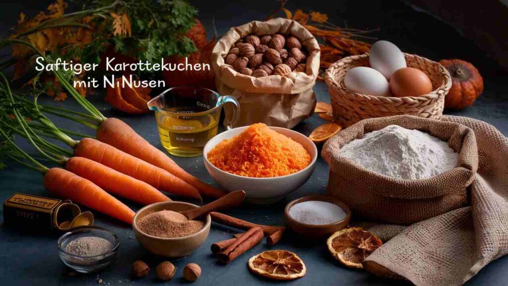 Saftiger Karottenkuchen mit Nüssen