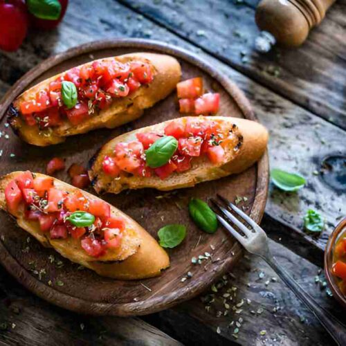 Bruschetta mit Tomaten und Knoblauchöl