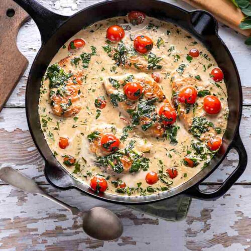 Cremiges Knoblauch-Butter-Toskana-Lachs