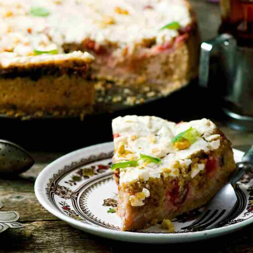 Rhabarberkuchen mit Schmand-Creme