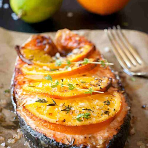 Lachs mit Orangenglasur