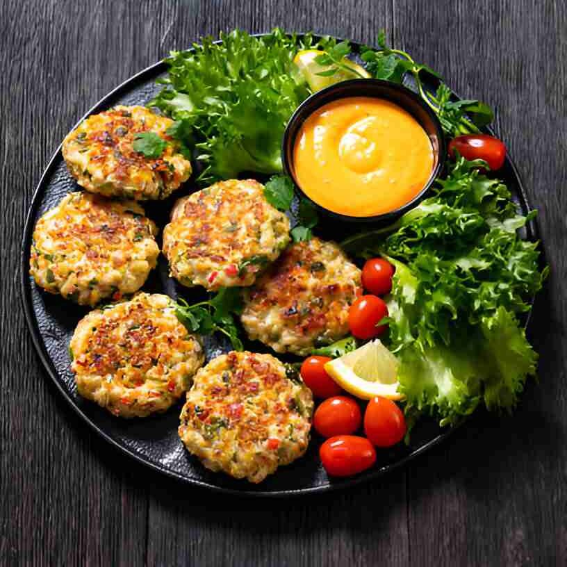 Weißkohlpuffer mit Sriracha-Mayo