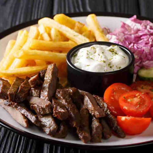 Kohlenhydratarmer Gyros-Teller