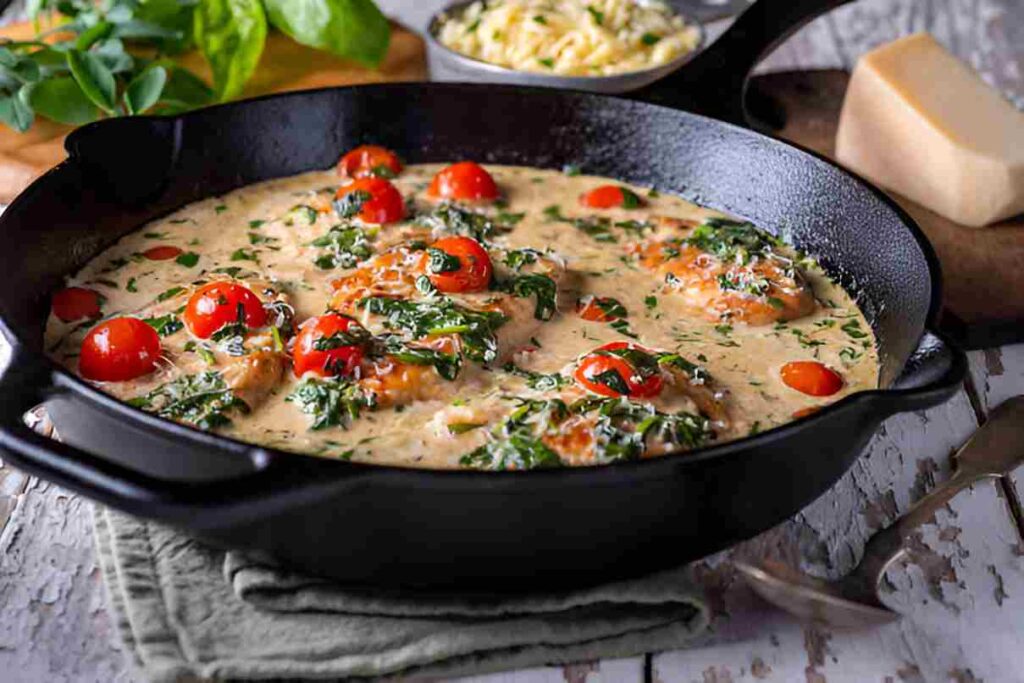 Cremiges Knoblauch-Butter-Toskana-Lachs