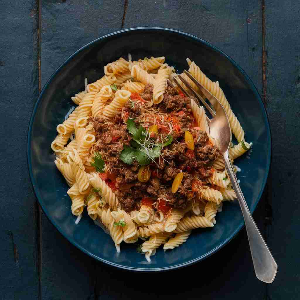 Türkische Pasta mit Joghurt und Hackfleisch