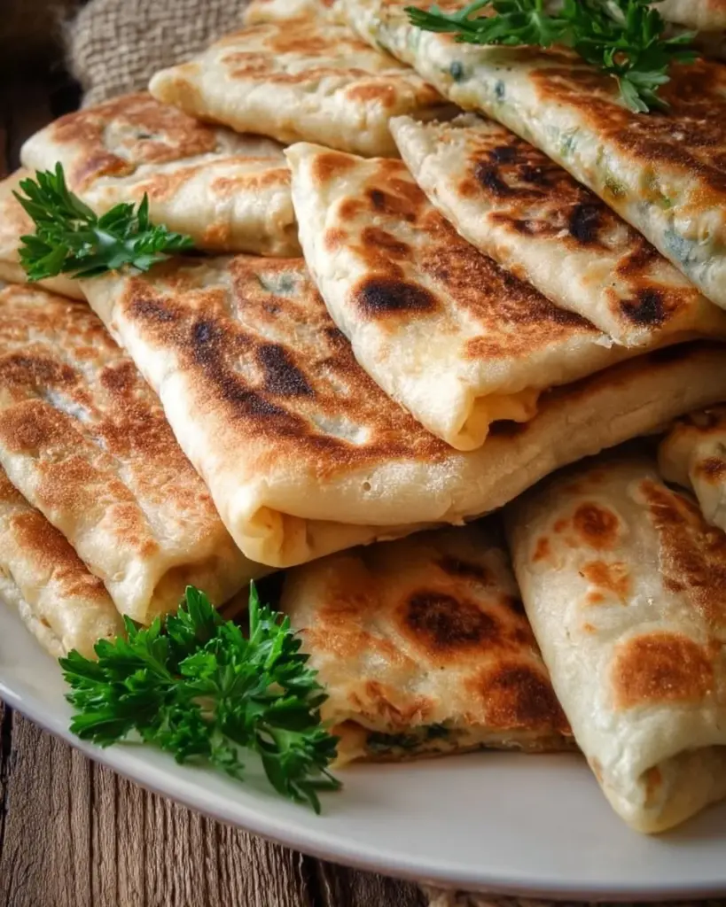 Delicious homemade Gözleme with various fillings, a traditional Turkish dish.