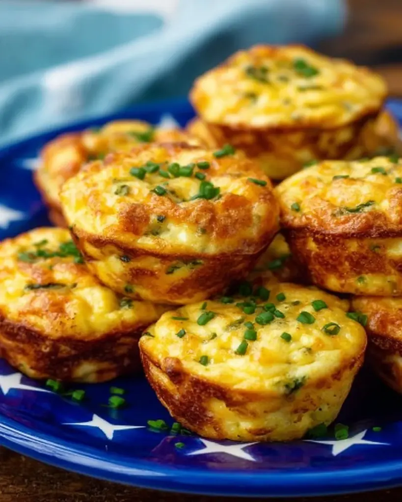 Leckere Kartoffelmuffins mit Käse auf einem rustikalen Holzbrett serviert.
