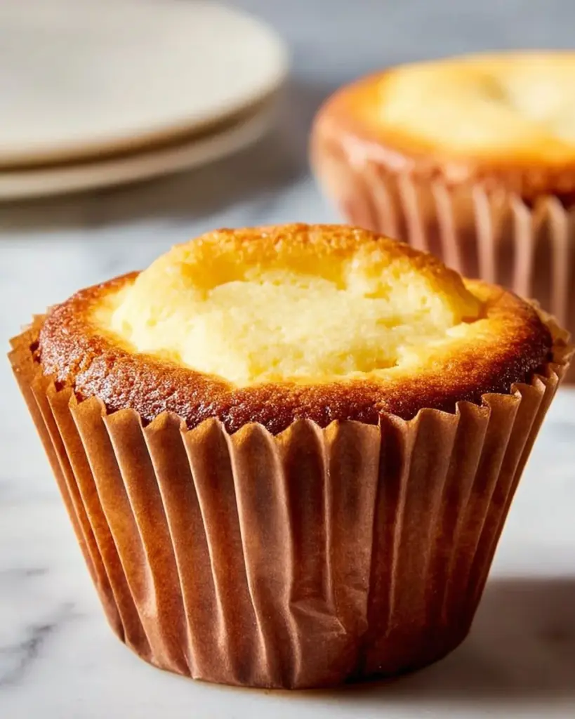 Käsekuchen-Muffins ohne Boden auf einem Teller