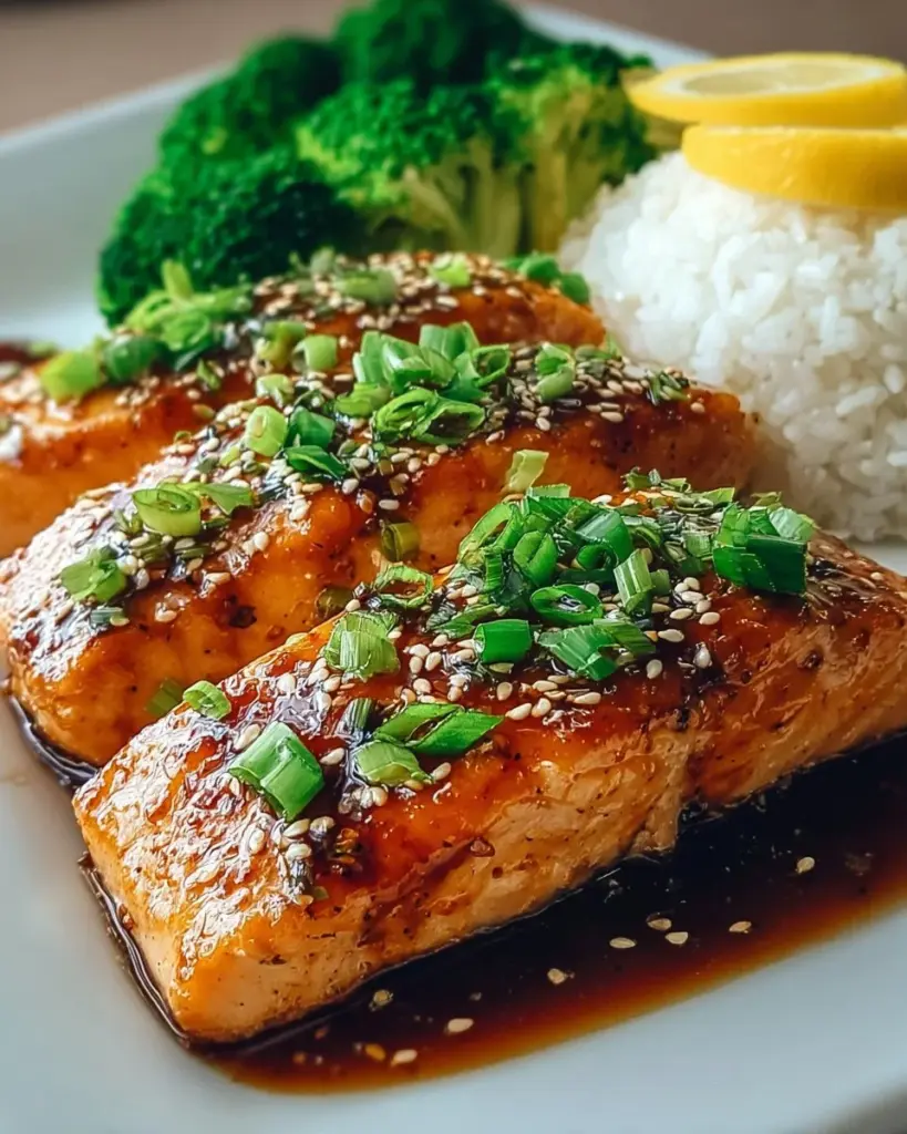 Knuspriger Honig-Knoblauch-Lachs auf einem Teller mit frischen Kräutern