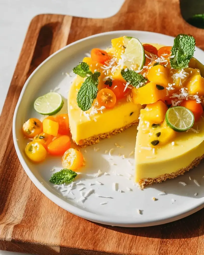 Leckere Mango-Joghurt-Tarte mit frischen Mangos und Joghurt