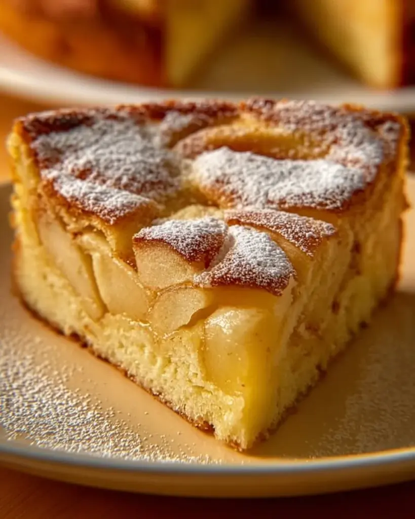 Frischer Apfelkuchen mit Äpfeln und Zimt auf einem Kuchenteller