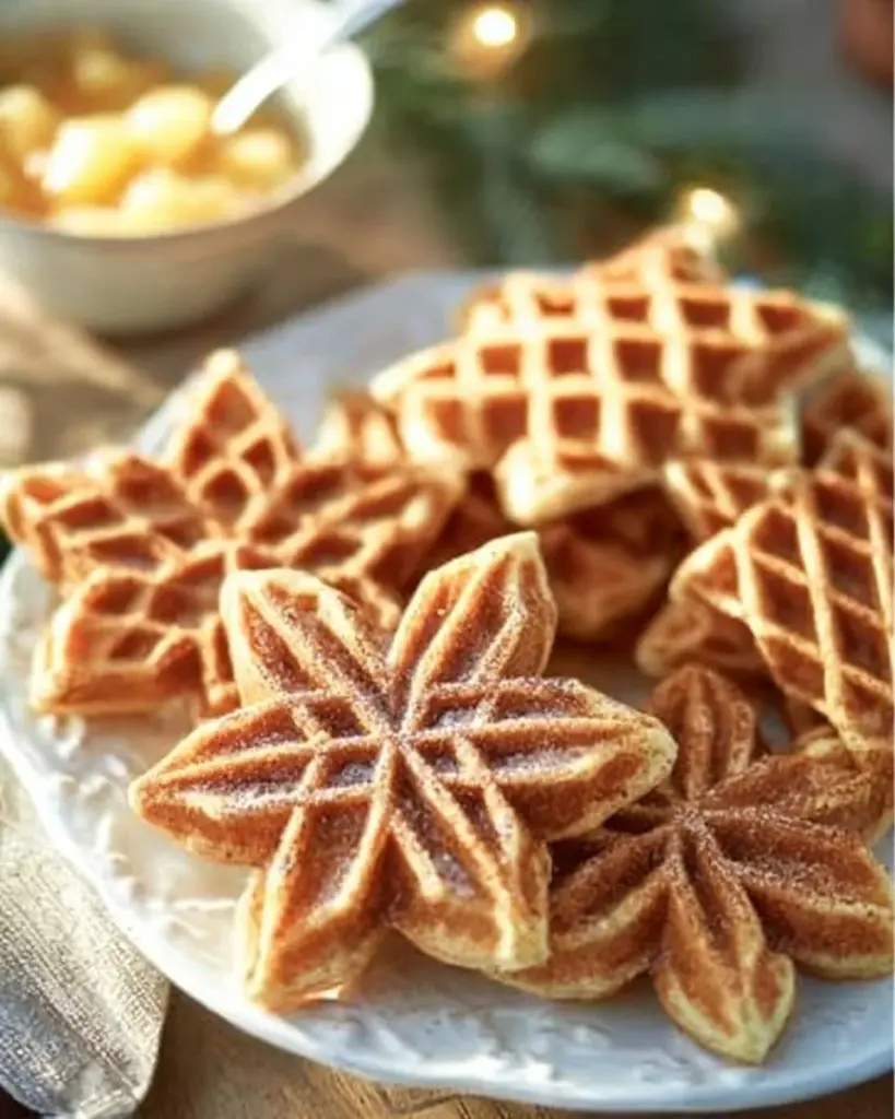 Aromatische Spekulatius-Waffeln auf einem Teller serviert
