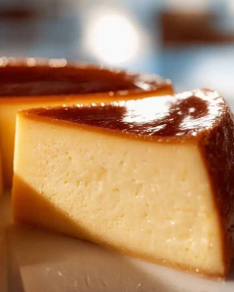 Leckerer Basque Cheesecake auf einem Teller