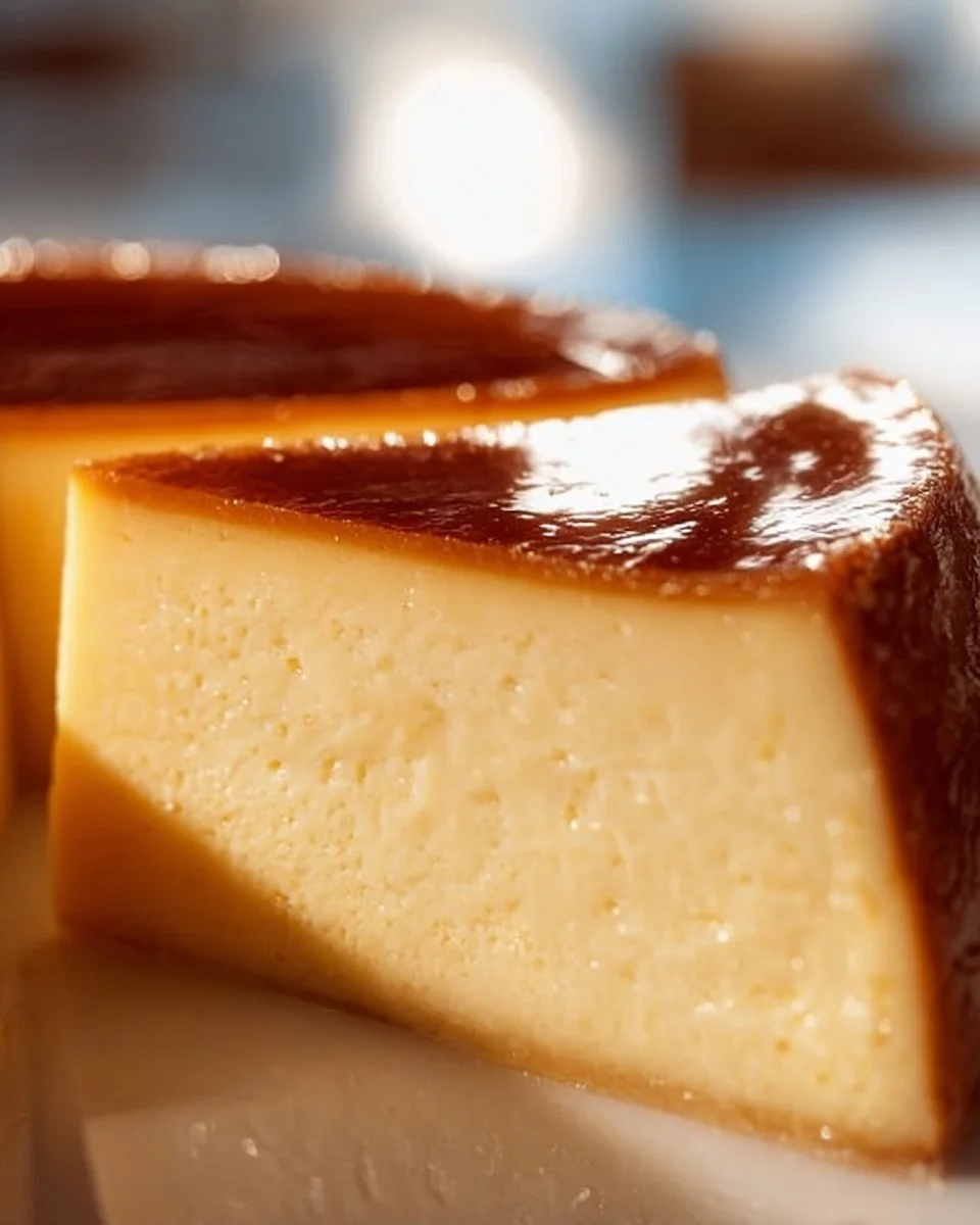 Leckerer Basque Cheesecake auf einem Teller