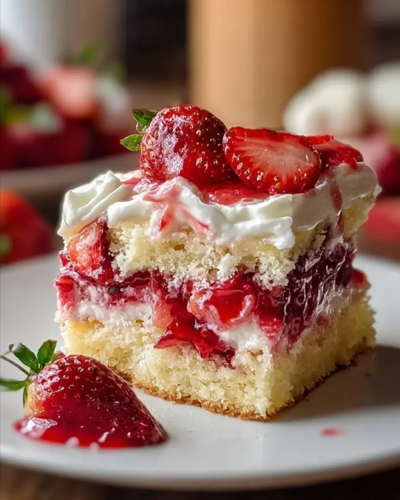 Saftiger Erdbeer-Erdbeben-Kuchen mit frischen Erdbeeren und einer fluffigen Textur.