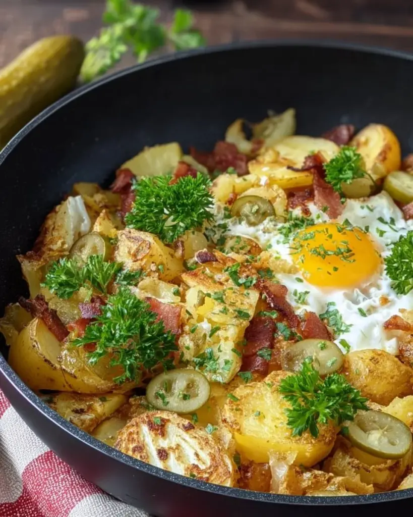Delicious Farmer's Breakfast with eggs, bacon, and fresh bread