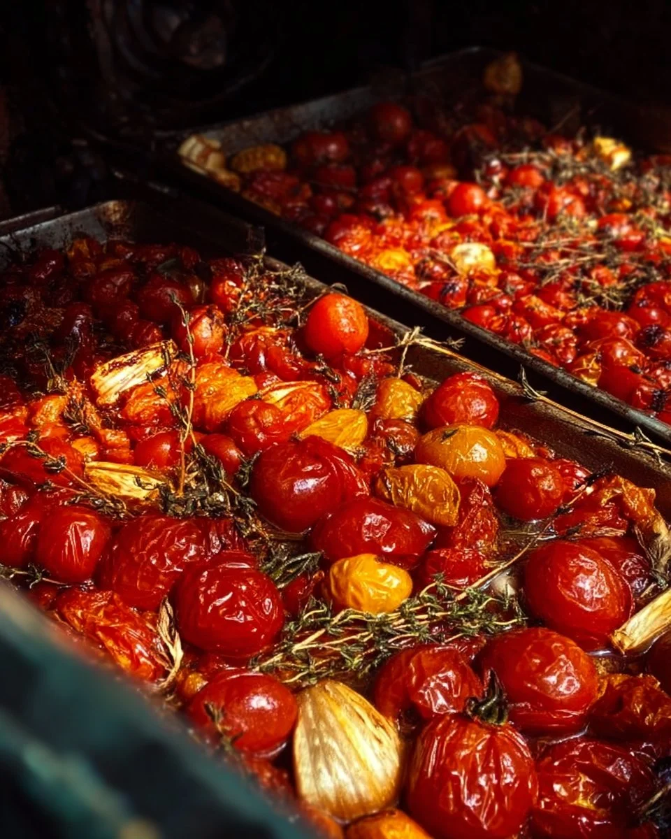 Geröstete Tomatensauce in einer Schüssel, frisch und aromatisch zubereitet.