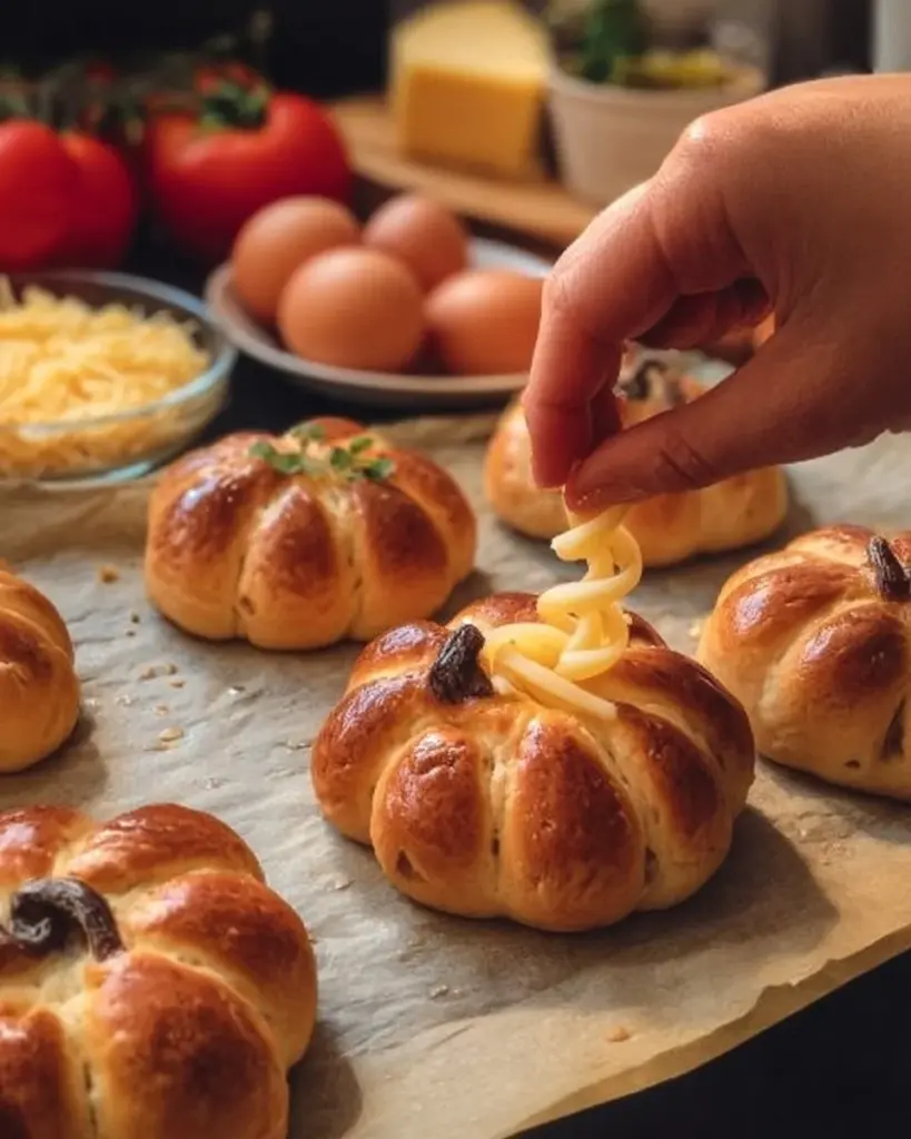Halloween mini pizzas decorated with spooky toppings for a festive celebration.