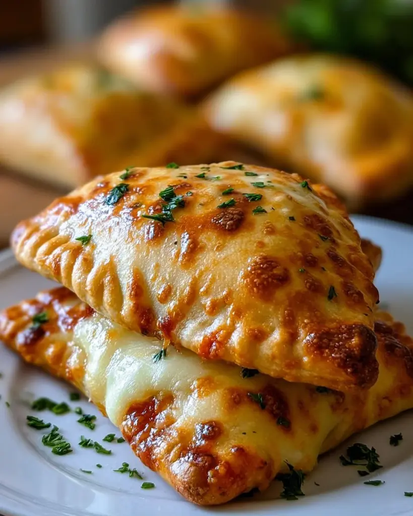 Leckere Käsepizzataschen frisch aus dem Ofen