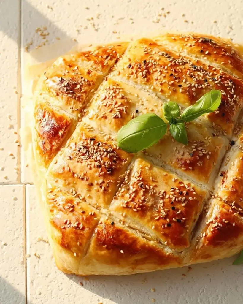 Käse Schinken Zupfbrot frisch gebacken auf einem Holzbrett