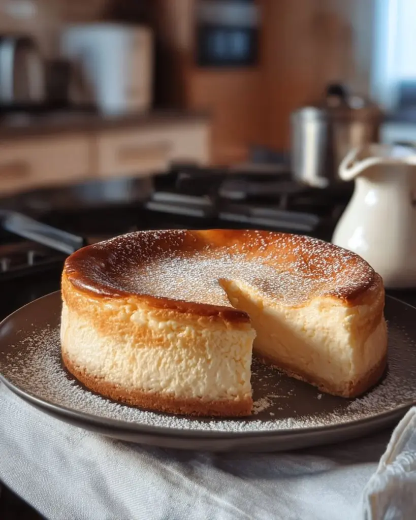 Käsekuchen mit frischen Erdbeeren und Schlagsahne serviert