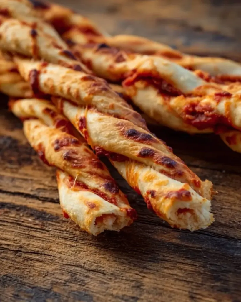 Knusprige Pizzastangen frisch aus dem Ofen, ideal zum Snacken.