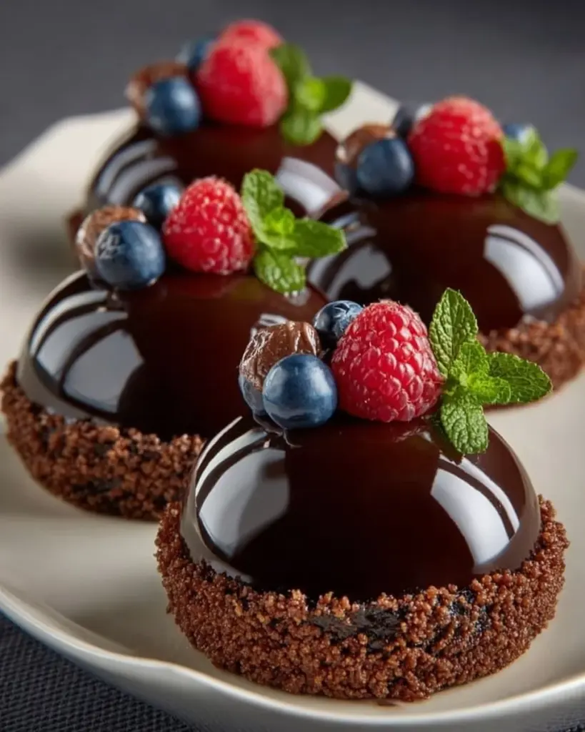 Spitzenrezept für Mirror Glaze Mousse-Törtchen mit glatter Glasur