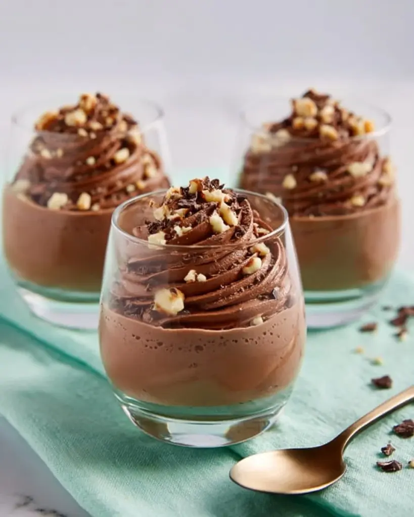 Leckeres Nuss-Nougat-Dessert mit Nüssen und Nougat-Verzierung