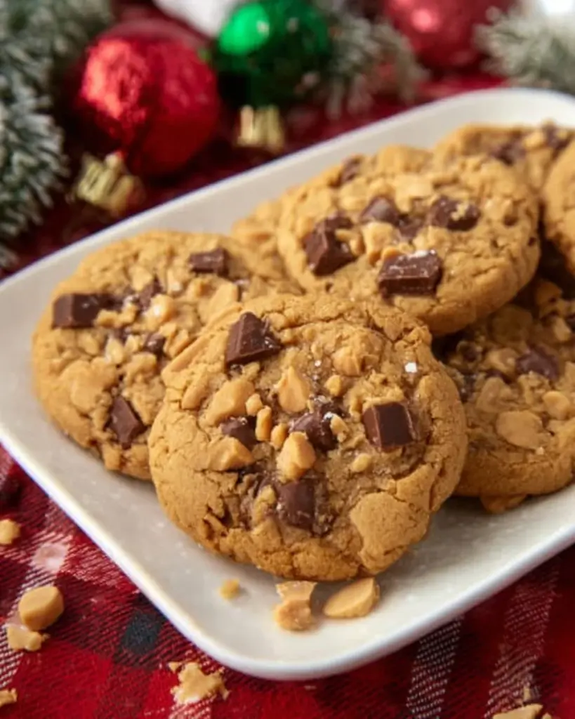 Delicious peanut butter cookies arranged on a plate, fresh from the oven.