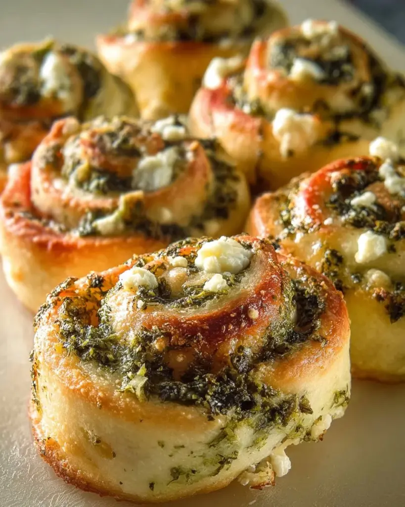 Pizzaschnecken mit Pesto und Mozzarella frisch aus dem Ofen