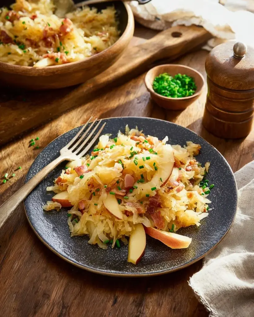 Delicious Schupfnudel cooking in a pan, ready to serve.