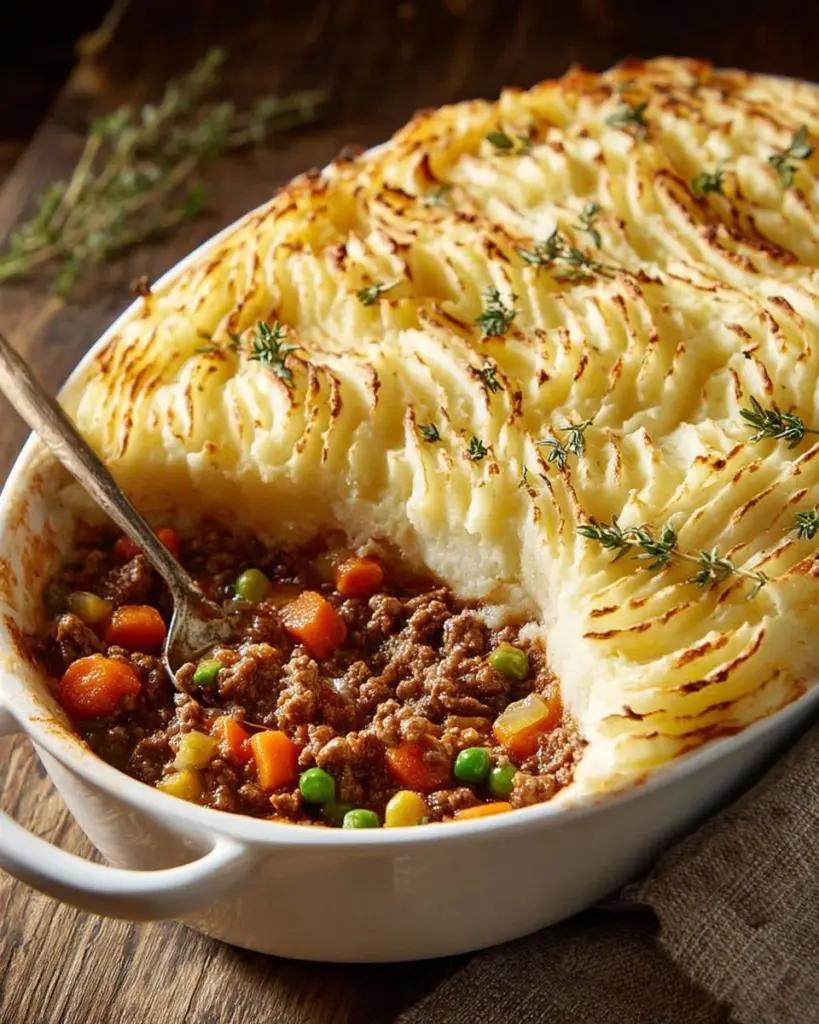 Leckeres Shepherd's Pie mit Lammfleisch und Kartoffelpüree.
