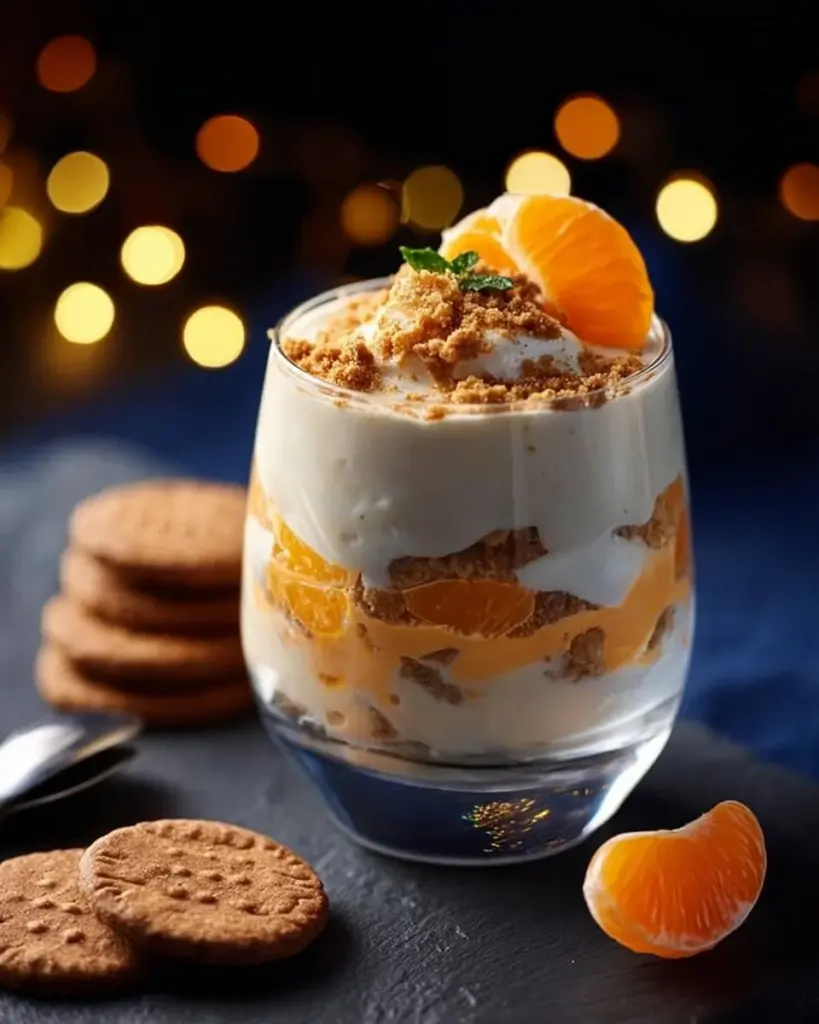Spekulatius Mandarinen Quark Creme in einer Schale dekoriert