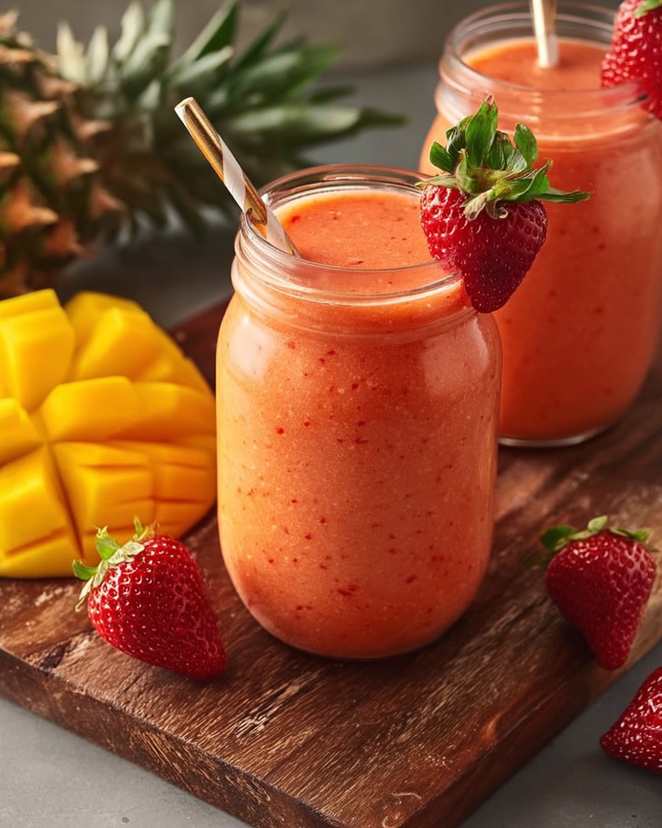 Erdbeer-Mango-Ananas-Smoothie