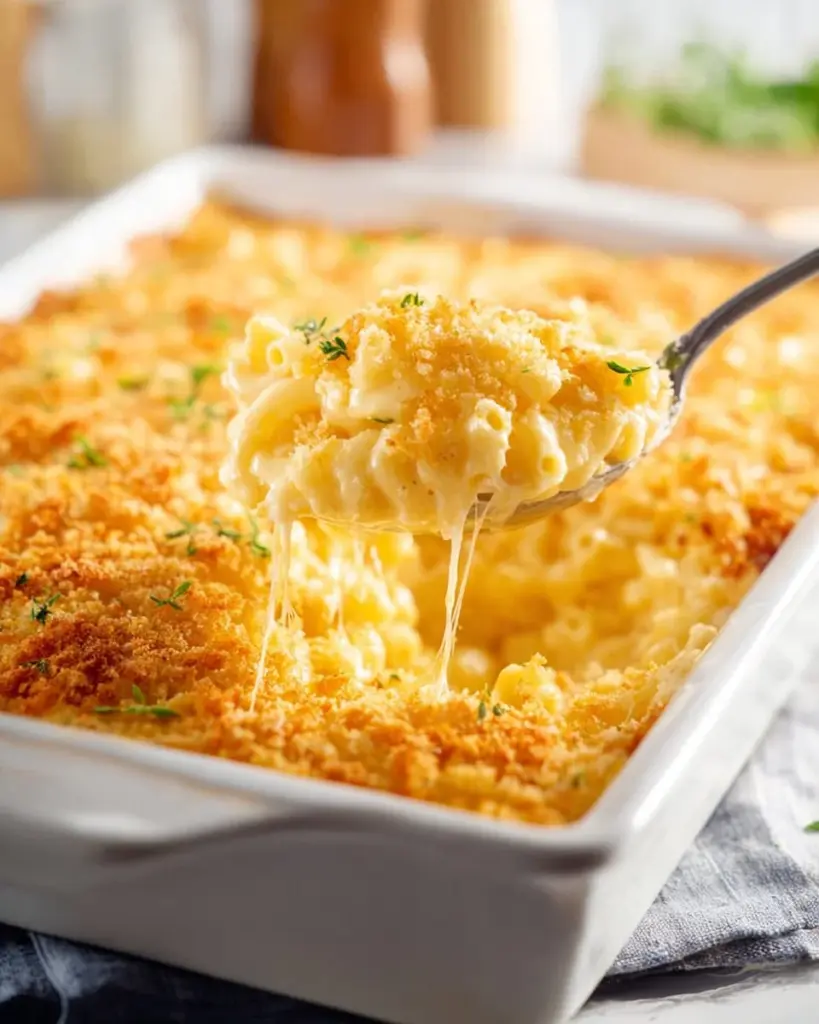Backofen-Makkaroni mit Käse aus dem Ofen, perfekt überbacken und cremig