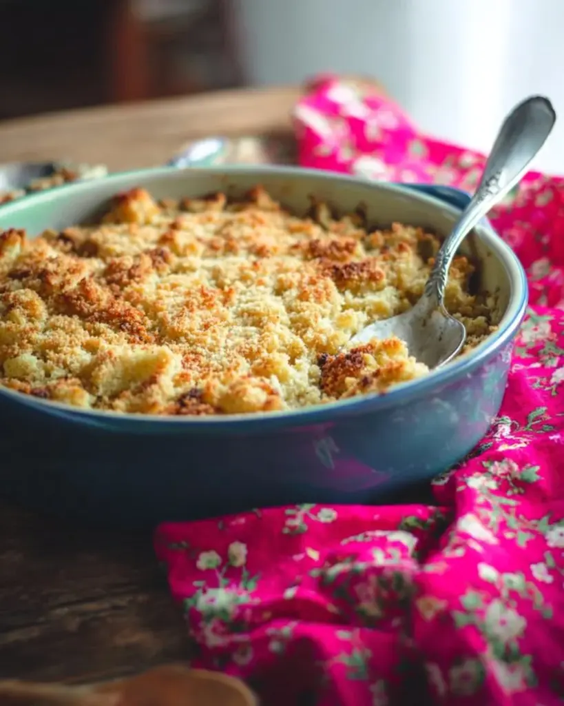Köstliches Birnen-Crumble mit Joghurt-Ricotta-Creme auf einem Teller