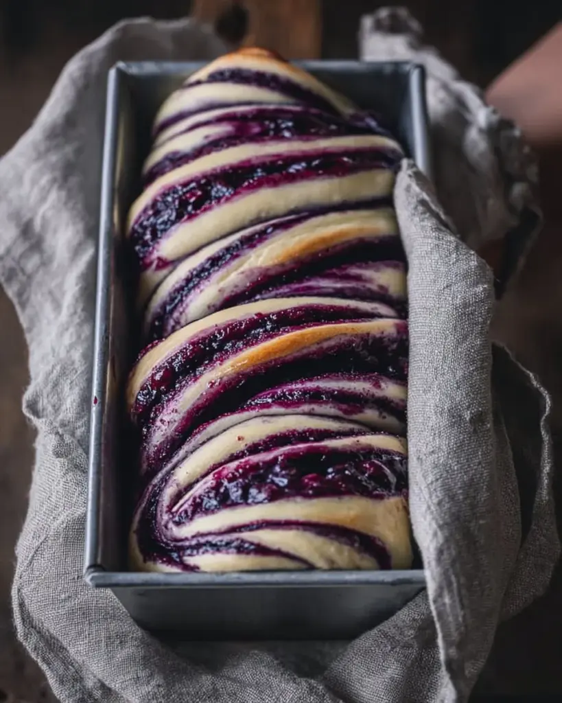 Leckerer Blaubeer Babka mit frischen Blaubeeren und luftigem Hefeteig