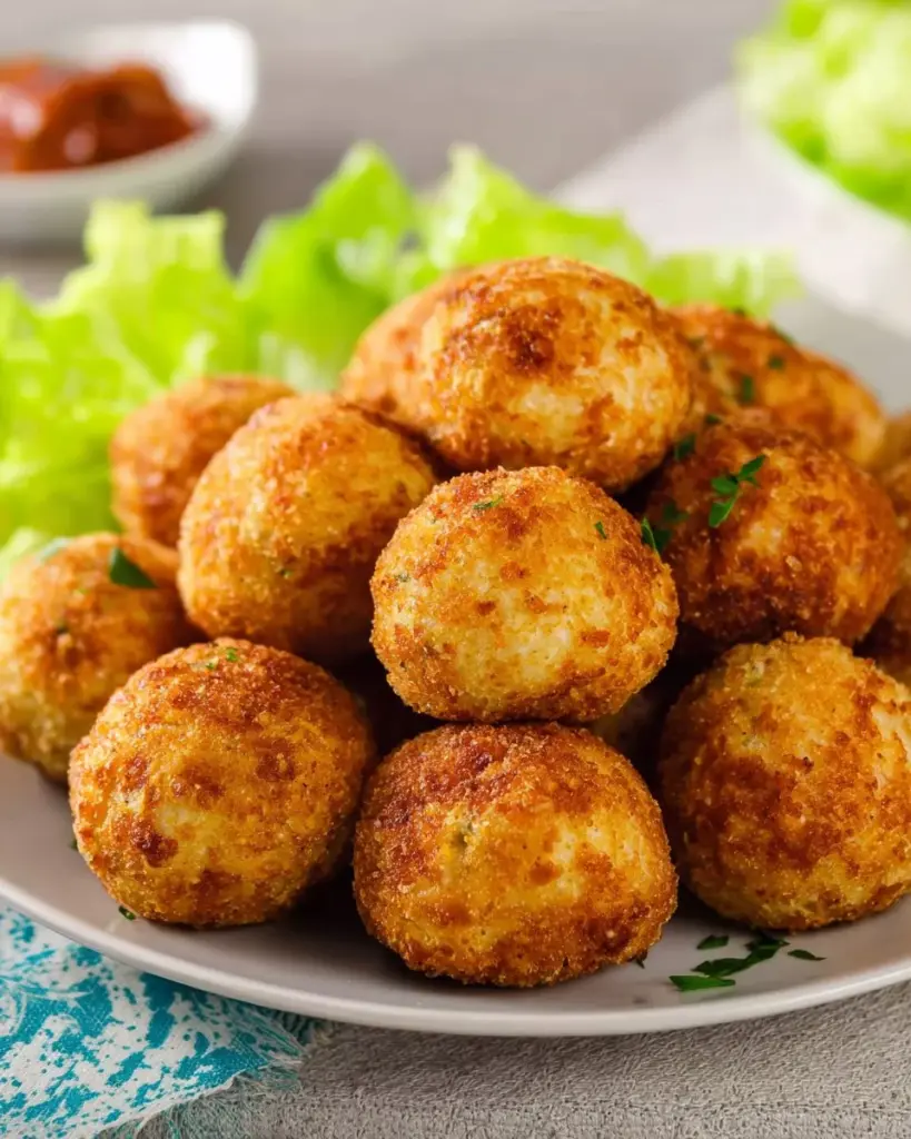Blumenkohl Mozzarellabällchen auf einem weißen Teller angerichtet