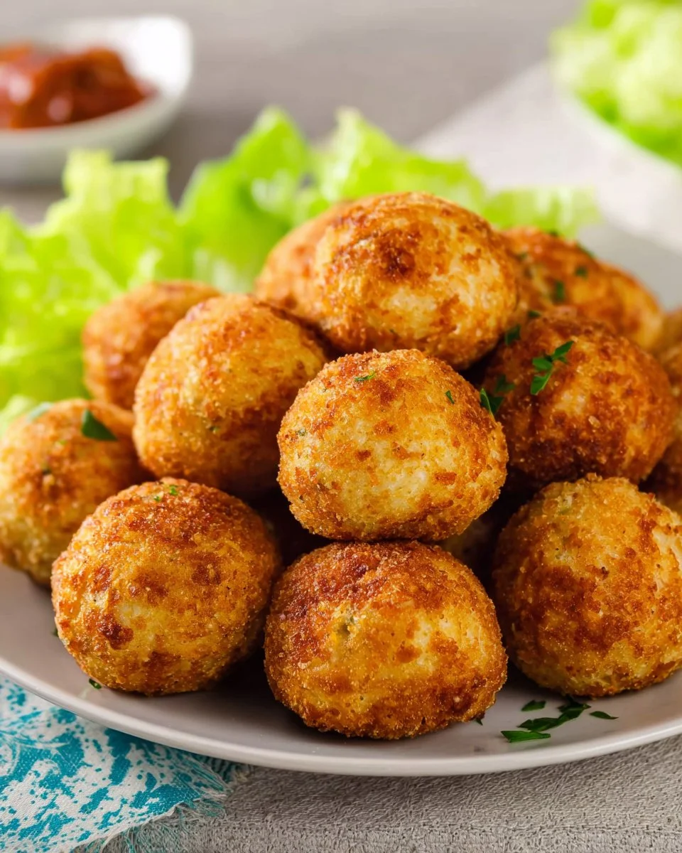 Blumenkohl Mozzarellabällchen auf einem weißen Teller angerichtet