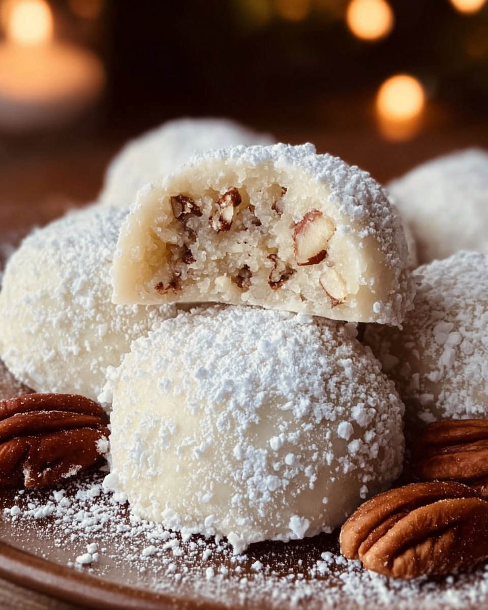 Buttrige Pekannuss-Schneeballkekse