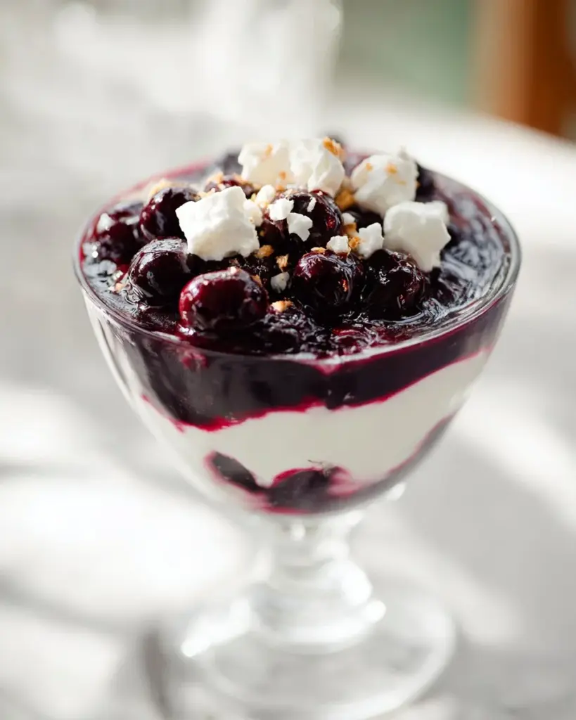 Eton Mess mit frischen Kirschen und Baiser, ein leckeres Dessert.