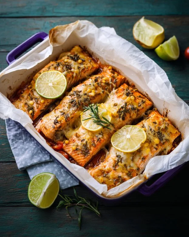 Gebackene Enchiladas mit Rinderhackfleisch auf einem Teller serviert