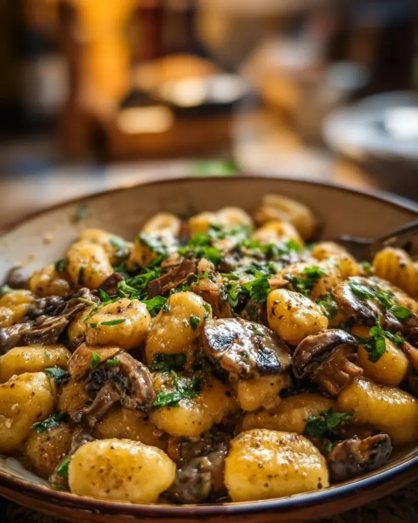 Gnocchi Pfanne mit Pilzen, lecker und einfach zubereitet